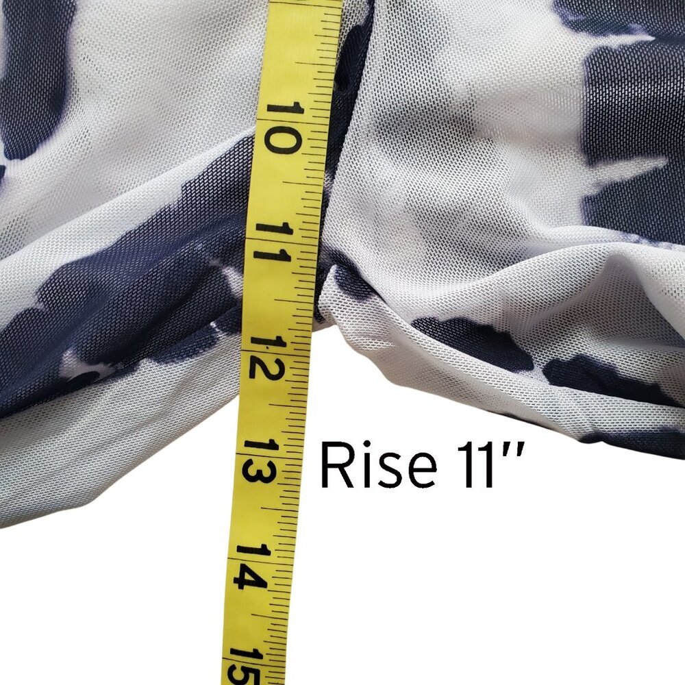 Tie Dye Transparent Mesh Beach Pants High Waist Wide Leg White & Navy Blue M - Picture 7 of 11